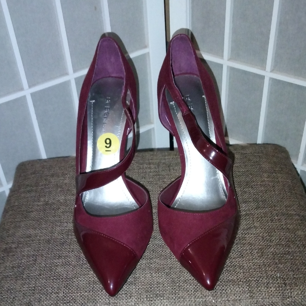 BCBGeneration Wine/Burgundy High Heeled Pumps with Cut-Out Design